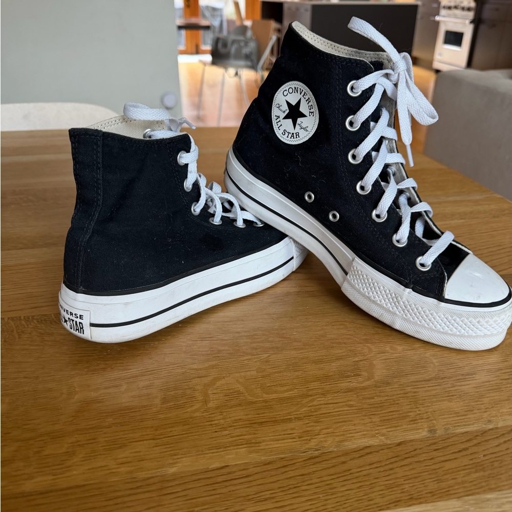 Converse All Star Black Canvas Platform Sneakers